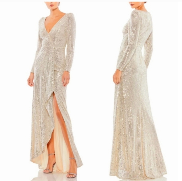 Illena for Mac Duggal silver sequin gown - Picture 1 of 12